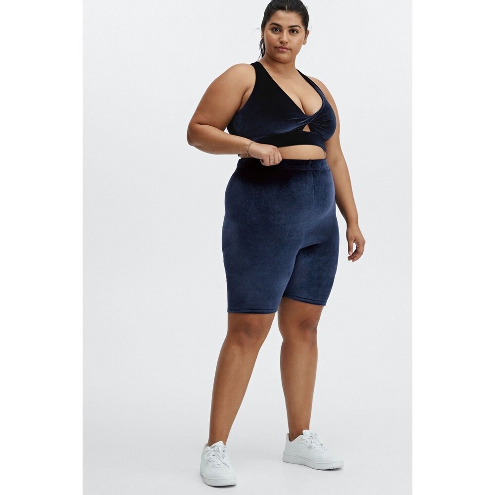 Fabletics Bike Shorts High-Waisted 9" Deep Navy Velour New with Tags Size 2X